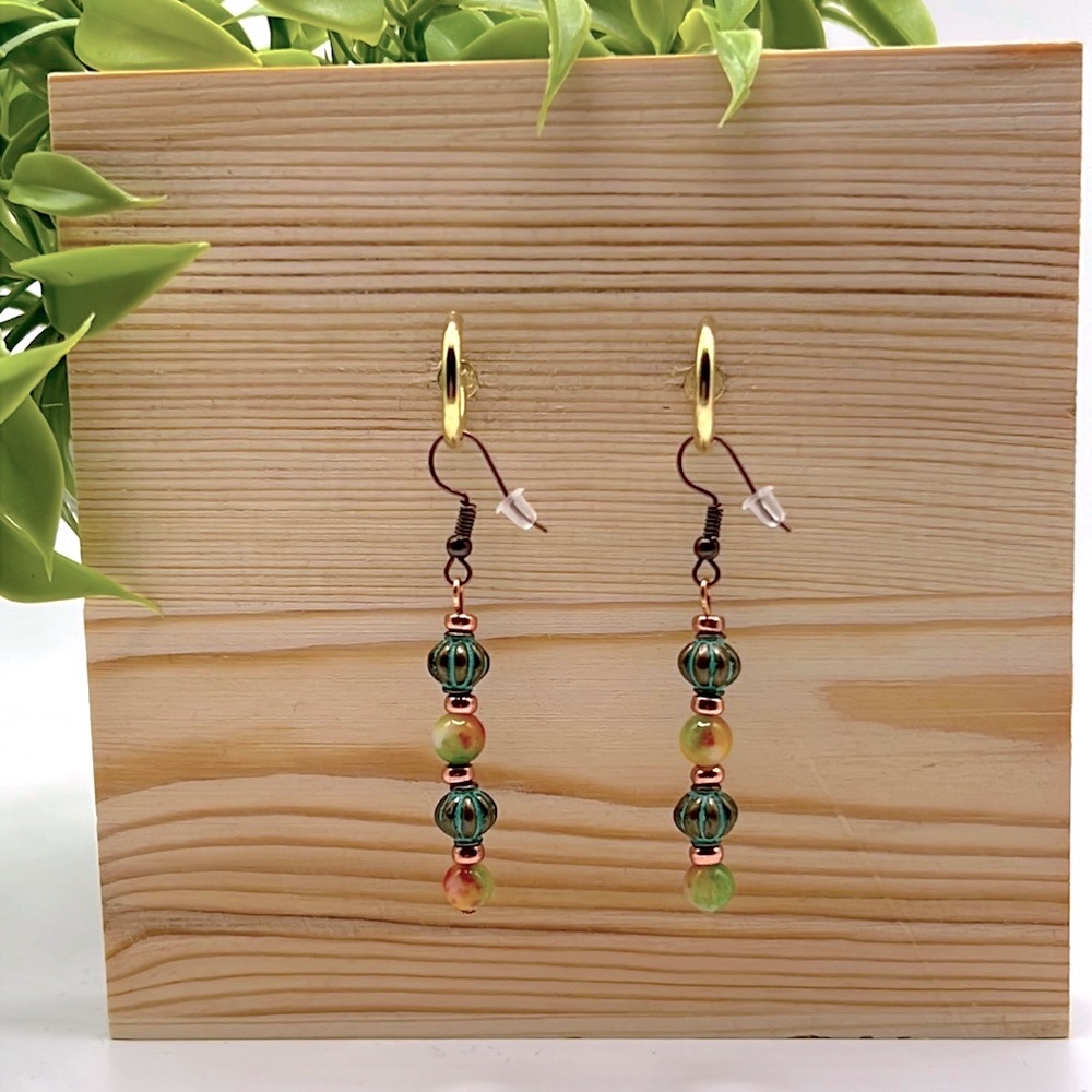 Boho Style Pair Of Handcrafted Dangle Multicolore… - image 3